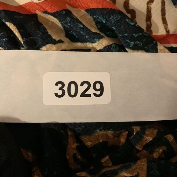 Purple Rain Strap black batik themed dress Sz M gold band - Picture 8 of 8